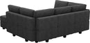Belffin Modular Sectional Sleeper Sofa Couch with Storage Ottoman Convertible Sectional Couches for Living Room Terry Reversible Chaise. Black Sofa by CozyNest Decor