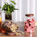 Thicken Glass Storage Jar, Food Storage Container/Canisters with Airtight Wooden Lid for Tea, Coffee, Honey, Cacao Powder,BPA Free Perfect as a Cereal Dispenser (7.6inch 2pcs) by CozyNest Decor