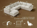 Oversized Cloud Couches for Living Room, Convertible Sectional Couch with Ottoman, 7 Seater Large Modular Sectional Sofa, Warm White by CozyNest Decor