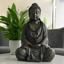 Goodeco 11.4" Meditating Buddha Statue Home Decor - Meditation Gifts for Room/Garden/Patio/Deck/Porch Yard Art Decoration, Zen Decor Buda Statues with Natural Wood Beaded Necklace by GreenHaven Gardens