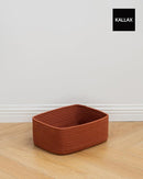 KALLAX Small Woven Basket, 13.5 x 9.5 x 5 Inches, Storage Basket for Organizing, Cute Small Rope Shelf Closet Cube Storage Bins Baskets for Shelves, Dog Toy Gift Baskets Empty, 3 Pack Rust Red by TinyTreasures Baby Boutique