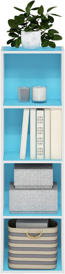 Furinno Luder Bookcase / Book / Storage, 4-Tier Cube, Light Blue/White by TinyTreasures Baby Boutique