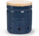 Large Garlic Keeper with Wooden Lid, Ceramic Garlic Holder Storage, Garlic Container for Kitchen, Garlic Saver to Keep Your Garlic Cloves Fresh Longer 4.5-Inch, Navy by CozyNest Decor