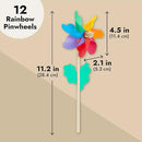 BLUE PANDA 12-Pack Rainbow Flower Pinwheels for Yard and Garden - Wind Spinners and Outdoor Party Favors for Kids, Pride and Birthday Decorations by GreenHaven Gardens