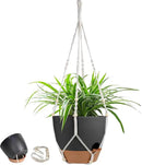 41.5 Inch Macrame Plant Hanger Indoor Outdoor with 12 Inch Flower Pot, Hanging Planter for Plants Holder with Wood Beads for Boho Home Decor (Ivory+Black) by CozyNest Decor