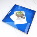 Spsyrine Blue Decorative Tray for Living Room, Square Modern Plastic Coffee Serving Table Tray for Ottoman Bathroom Kitchen,13"*13" by CozyNest Decor
