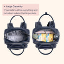 BabbleRoo Leather Diaper Bag Backpack - Baby Essentials Travel Baby Bag, Multi function, with Changing Pad, Stroller Straps & Pacifier Case – Unisex, Midnight Blue by TinyTreasures Baby Boutique