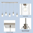 Lighting Contemporary Brushed Nickel Linear Chandelier Pendant Light 5 Lights Clear Seeded Glass Farmhouse Pendant Lighting Modern Dining Room Light Fixture for Living Room Kitchen Island by CozyNest Decor