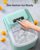 Silonn Countertop Ice Maker, 9 Cubes Ready in 6 Mins, 26lbs in 24Hrs, Self-Cleaning Ice Machine with Ice Scoop and Basket, 2 Sizes of Bullet Ice for Home Kitchen Office Bar Party, Green by CozyNest Decor