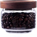 Glass Coffee Containers, 8.5 FL OZ/250 ml Kitchen Serving Food Storage Canister with Sealed Wooden Lid, BPA-Free Clear Glass Jar for Tea Leaves, Powder, Spice(3.06 inch) by CozyNest Decor