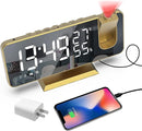 Projection Digital Alarm Clock for Bedrooms, Alarm Clock Radio on Ceiling, USB Charger Port, Temperature & Humidity Display, 7.3” Large Mirror LED Display,12/24H,Snooze,Dual Loud Clock- 4 Dimmer by TinyTreasures Baby Boutique