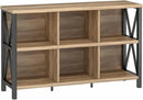 FATORRI 6 Cube Storage Organizer with Shelf, Long Wood and Metal Cubby Bookcase, Industrial Horizontal Bookshelf (Rustic Oak, 47 Inch) by CozyNest Decor