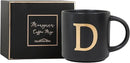 COLLECTIVE HOME - Monogram Ceramic Mugs, 15 oz Golden Initial Black Coffee Cups, Elegant Alphabet Tea Mugs, Elegant Personalized Mug with Gift Box, Unique Mug with Double Side Capital Lette (D) by CozyNest Decor