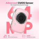 Digital Camera 4K 64MP - Vlogging Camera for Kids & Beginners | 18X Zoom Point and Shoot Camera Anti Shake, Compact with Flash, Gift for Boys Girls(Pink+Silver) by TinyTreasures Baby Boutique