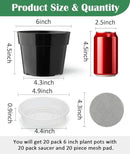 20 Pack Plant Pots, 6 Inch Plastic Plant Planter with Saucers and Mesh Mats, Durable Flower Pots with Drainage Holes Perfect for Indoor Outdoor, Black by GreenHaven Gardens
