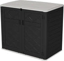 HOMSPARK Storage Shed Weather Resistance, Multi-Purpose Outdoor Storage Cabinet for Backyards and Patios, Horizontal Storage Shed for Lawnmower, Patio Accessories (Black & White, X Large - 48 cu.ft) by GreenHaven Gardens