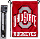 College Flags & Banners Co. Ohio State Buckeyes Garden Flag with Stand Holder by GreenHaven Gardens