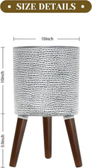 Flower Pot with Legs Tall Flower Pot with Drainage Holes for Indoor and Outdoor Decorative Planting (Gray Wave, 10 Inches) by CozyNest Decor