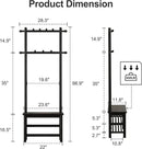 Coat Rack with Shoe Storage, Narrow Wooden Hall Tree with Bench, 11 Hooks and 2-Tier Storage Shelves, 3-in-1, Entryway Bench with Coat Rack (23.6"-Black) by CozyNest Decor