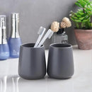 Grey Toothbrush Holder for Bathroom - Ceramic Tooth Brushing Holders, Toothpaste Holder, Reusable Toothbrush Mouthwash Cup, Space-Saving Design for Bathroom Countertop by CozyNest Decor