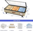 IUI Under Bed Storage with Wheels & Lid, 50L Large Capacity Underbed Storage Containers, Versatile Under The Bed Shoe Storage for Clothes, Books, Toys, 2 Pack, Ivory White by CozyNest Decor