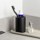 Matte Black Toothbrush Holder for Bathrooms – Modern Resin Countertop Organizer with Slots, Compact Toothbrush and Toothpaste Storage for Vanity, Hotel, Airbnb (Black) by CozyNest Decor