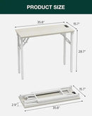 Frylr Small Folding Computer Desk – 35.8 Inch Portable Table for Craft and Study, Lightweight Desk for Small Spaces, Foldable Laptop Table Built-in AC/USB Outlets for Convenience, White Ash by CozyNest Decor