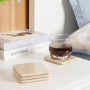 BCS Marble Coasters Set of 5 with Holder, Square Stone Drink Coasters for Coffee, Wine and Cocktails, Non-Slip Durable Cup Mats, Elegant Home, Bar & Kitchen Table Decor (Crema Beige) by CozyNest Decor