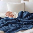 EMME Muslin Baby Blankets 100% Cotton 4-Layer Swaddle 40"x50" Lightweight Soft Breathable for Toddler, Infant, Newborn All Season Gauze Blanket, Navy Blue by CozyNest Decor