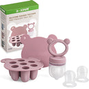 Silicone Baby Fruit Food Feeder & Mini Freezer Nibble Tray, Breastmilk Popsicle Molds for Baby Teething Relief, BPA Free Silicone Teething Toys Feeder for Safe Infant Self Feeding, Extra Food Pouches by TinyTreasures Baby Boutique