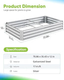 Quictent Galvanized Raised Garden Bed 6x3x1 Ft Metal Planter Box for Vegetables Bottomless for Backyard Outdoor, Include 1 Tomato Cage, Silver by GreenHaven Gardens