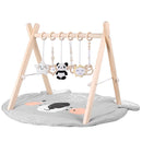 Baby Play Gym with Mat – Wooden Montessori Gym for Newborns 0-12M,Natural Pine Wood with 6 Sensory Toys,Foldable & Portable (Koala) by TinyTreasures Baby Boutique