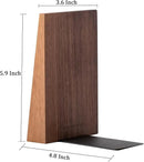 Muso Wood Thickened Wooden Bookends for Heavy Books, Creative Decorative Non-Skid Handmade Walnut Wood Ends for Shelves by CozyNest Decor