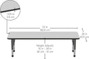 FDP Rectangle Activity School and Classroom Kids Table (24 x 72 inch), Chunky Toddler Legs, Adjustable Table Height 15-24 inches - Gray Top and Black Edge by CozyNest Decor