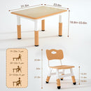 Kids Study Table and 2 Chairs Set,Height Adjustable Table and Chairs for Children and Toddlers,31.5"X23.6"Graffiti Desktop,Suitable for Daycare,Classrooms, Home by CozyNest Decor