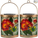 Starsoul 2 Pack Hanging Solar Lantern Outdoor Waterproof Glass Butterfly and Flowers Decorative Solar Lights for Outside Garden Yard Table Patio Decor by GreenHaven Gardens