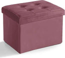LINMAGCO Storage Ottoman Folding Foot Stool Velvet Footrest with Padded Modern Ottoman with Storage for Living Room Puppy Step Stool 17x13x13in(Jelly Pink) by CozyNest Decor