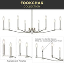 Nickel Chandeliers for Dining Room, 8-Light Chandelier Light Fixture Over Table Modern Candle Chandelier 44in Master Bedroom Chandeliers Lighting for Entry Foyer Bathtub Living Room by CozyNest Decor
