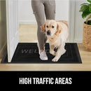 GORILLA GRIP 100% Waterproof All-Season WeatherMax Doormat, 47x35, US Designed Natural Rubber, Stain and Fade Resistant, Low Profile Indoor Outdoor Door Mats, Easy Clean Patio Mat, Black Welcome by CozyNest Decor
