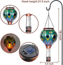 2PCS Solar Hot Air Balloon Lanterns with Flame with Shepherd's Hooks, Glass Hanging Flickering Lights Outdoor Waterproof for Garden Tree Yard Patio Mother's Day Gift, 18" H Peacock Green by GreenHaven Gardens