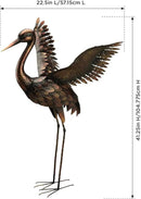Regal Art & Gift Outdoor Garden Décor, Unique Bird Sculpture, Rustic Metal Bird Statues, Garden Ornaments, Bird Figurine for Lawn, Decorative Sculpture, Crane, Multi, Wings Up, 44" Height by CozyNest Decor
