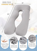 Meiz Pregnancy Pillow, Cooling Silky Pregnancy Pillows for Sleeping, Maternity Body Pillow for Pregnant Woman with Cooling Silk Jersey Cover, Light Grey by TinyTreasures Baby Boutique