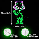 Alien Neon Sign for Wall Decor - Green Music Neon Light Dimmable Cool LED Light Up Sign for Music Studio, Game Room, Party, Bar, Man Cave Decoration by GreenHaven Gardens