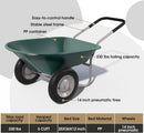 ARNOT Enlarged Dual-Wheel Wheelbarrow, Easy Loading and Dumping Garden Cart, Heavy Duty Utility Dump Cart for Lawn, Yard, Farm, Gardening & Planting, Green by GreenHaven Gardens