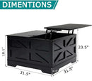 Black Coffee Table with Storage, Cocktail Table with Hinged Lift Top, Farmhouse Square Wood Center Table with Large Hidden Storage Compartment for Living Room, Square Coffee Table, Metal Edges Decor by CozyNest Decor