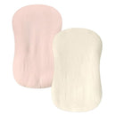 Hooyax Baby Lounger Cover 2 Pack - 100% Muslin Cotton Newborn Lounger Pillow Covers Only, Soft Breathable Infant Lounger Cover with Reinforced Stitching, Fits Most Standard Baby Loungers (Pink Wheat) by TinyTreasures Baby Boutique