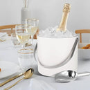 Insulated Ice Bucket with Silicone Lid, Scoop, Tongs & Strainer, 3L Stainless Steel Double Wall Ice Buckets for Parties & Cocktail Bar, Champagne Ice Bucket with Lid for Freezer, Ivory by CozyNest Decor