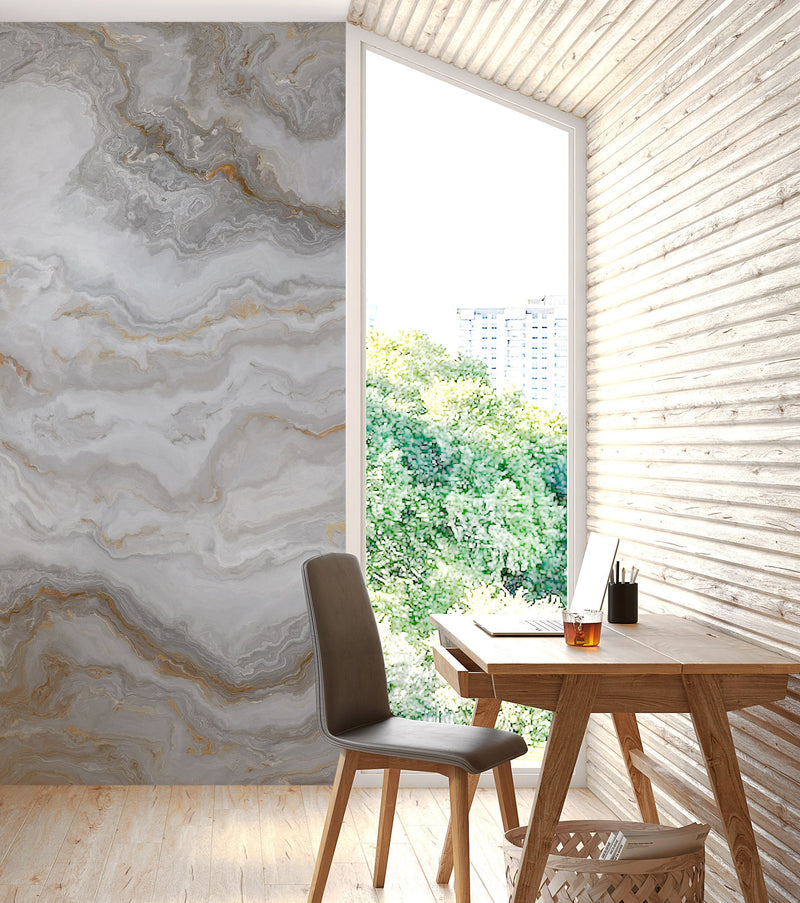 White Marble Stone Granite Slate Peel and Stick Wallpaper | Removable Wall Mural