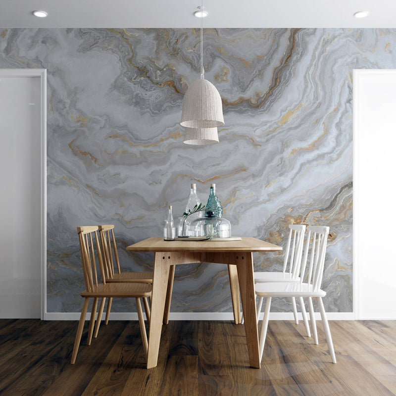 White Marble Stone Granite Slate Peel and Stick Wallpaper | Removable Wall Mural