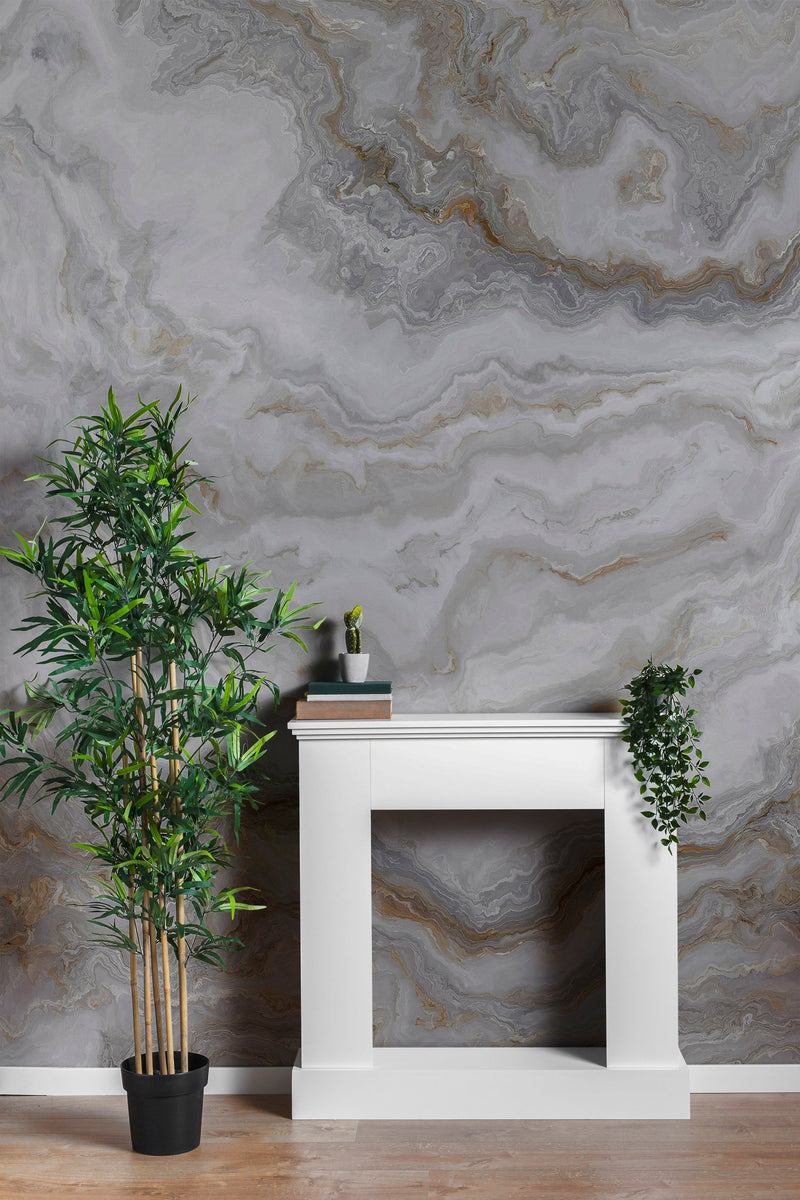 White Marble Stone Granite Slate Peel and Stick Wallpaper | Removable Wall Mural